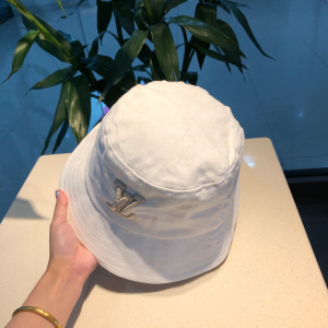 Luxury Womens Hats Louis Vuitton LV White Cotton Bucket Cap Hat A190PP90 AA162276