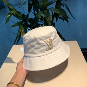 Luxury Womens Hats Louis Vuitton LV White Cotton Bucket Cap Hat A190PP90 AA162276