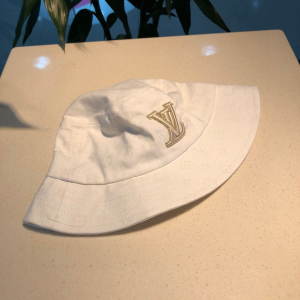 Luxury Womens Hats Louis Vuitton LV White Cotton Bucket Cap Hat A190PP90 AA162276