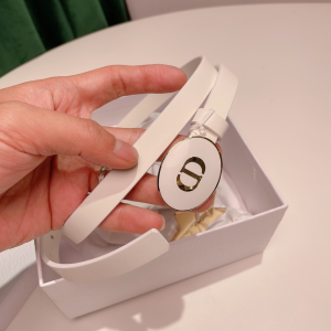 Luxury Womens Belts Dior Teddy D Belt in White Smooth Calfskin 15MM A28PP240 AA162490