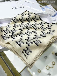 Luxury Womens Scarf Celine Beige Triomphe Silk Scarf 140x140CM A151PP250 AA162924