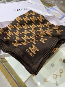 Luxury Womens Scarf Celine Brown Triomphe Silk Scarf 140x140CM A151PP250 AA162925