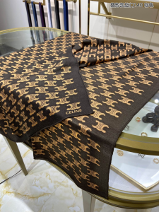 Luxury Womens Scarf Celine Brown Triomphe Silk Scarf 140x140CM A151PP250 AA162925