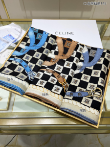 Luxury Womens Scarf Celine Triomphe Silk Scarf in Black 140x140CM A151PP300 AA162954