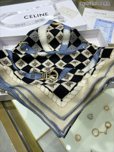 Luxury Womens Scarf Celine Triomphe Silk Scarf in Black 140x140CM A151PP300 AA162954