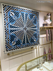 Celine Triomphe Silk Scarf Blue 