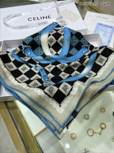 Luxury Womens Scarf Celine Triomphe Silk Scarf in Blue 140x140CM A151PP300 AA162952