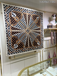 Celine Triomphe Silk Scarf Brown 