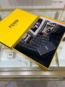 Luxury Womens Scarf Fendi Black Silk Scarf 110x200CM A151PP260 AA162928