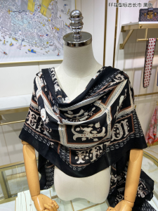 Luxury Womens Scarf Fendi Black Silk Scarf 110x200CM A151PP260 AA162928