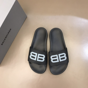 Balenciaga White BB Slide Sandal Black 