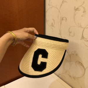 Luxury Womens Hat Celine Straw Visor Hat in Beige A190PP85 AA163339