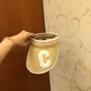 Celine Straw Visor Hat Beige 