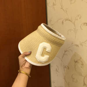 Luxury Womens Hat Celine Straw Visor Hat in Beige A190PP85 AA163340
