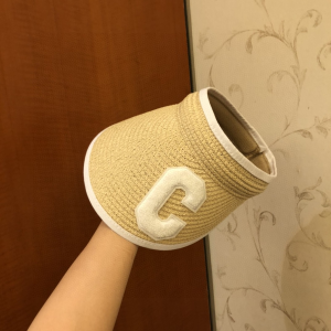 Luxury Womens Hat Celine Straw Visor Hat in Beige A190PP85 AA163340