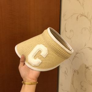 Luxury Womens Hat Celine Straw Visor Hat in Beige A190PP85 AA163340