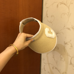 Luxury Womens Hat Celine Straw Visor Hat in Beige A190PP85 AA163340