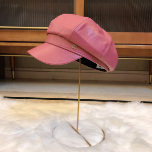 Chanel Purple Leather CC Newsboy Hat 