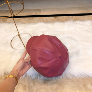 Luxury Womens Hat Chanel Purple Leather CC Newsboy Hat A190PP95 AA163343