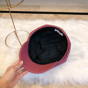 Luxury Womens Hat Chanel Purple Leather CC Newsboy Hat A190PP95 AA163343