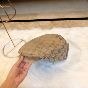 Gucci GG Cotton Drill Flat Cap Hat Beige 