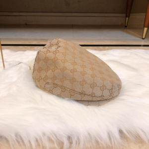Luxury Womens Hat Gucci GG Cotton Drill Flat Cap Hat in Beige A190PP90 AA163345