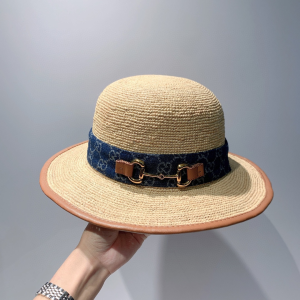 Gucci Straw Hat Horsebit Beige 