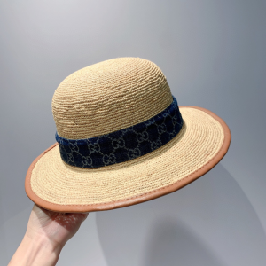 Luxury Womens Hat Gucci Straw Hat with Horsebit in Beige A190PP160 AA163335