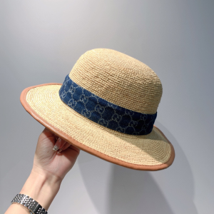 Luxury Womens Hat Gucci Straw Hat with Horsebit in Beige A190PP160 AA163335