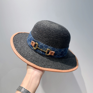 Gucci Straw Hat Horsebit Black 