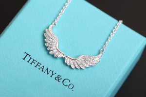 Tiffany Crystals Wings Shape Pendant Necklace 