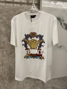 Versace Tresor Medusa Embroidered White Cotton T Shirt Versace Tresor Medusa Embroidered White Cotton T Shirt