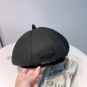 Celine Black Wool Classic French Beret Hat 