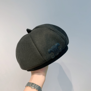 Luxury Womens Hats Celine Black Wool Classic French Beret Hat A190PP100 AA163870