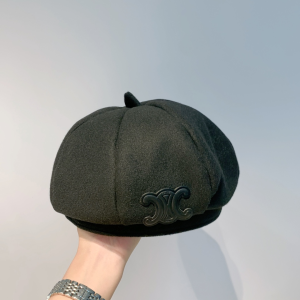 Luxury Womens Hats Celine Black Wool Classic French Beret Hat A190PP100 AA163870
