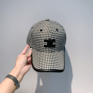Celine Triomphe Logo Cotton Baseball Hat Black 