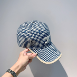 Celine Triomphe Logo Cotton Baseball Hat Blue 