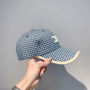 Luxury Womens Hats Celine Triomphe Logo Cotton Baseball Hat Blue A190PP95 AA163897