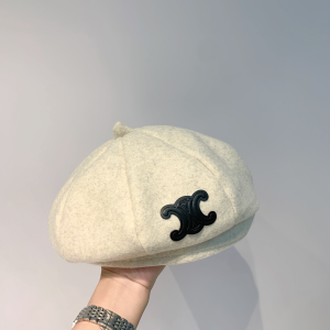 Celine White Wool Classic French Beret Hat 