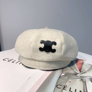 Luxury Womens Hats Celine White Wool Classic French Beret Hat A190PP100 AA163871