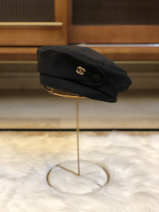 Luxury Womens Hats Chanel CC Black Cotton Beret Hat A190PP95 AA163939