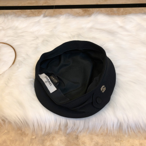 Luxury Womens Hats Chanel CC Black Cotton Beret Hat A190PP95 AA163939