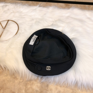 Luxury Womens Hats Chanel CC Black Cotton Beret Hat A190PP95 AA163939