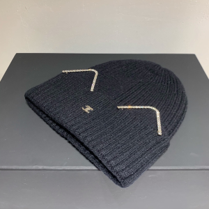 Luxury Womens Hats Chanel CC Black Knit Wool Beanie Bucket Hat A190PP95 AA163900
