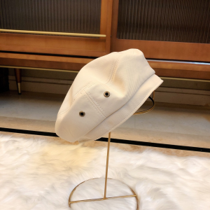 Luxury Womens Hats Chanel CC White Cotton Beret Hat A190PP95 AA163938