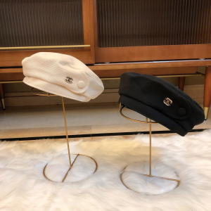 Luxury Womens Hats Chanel CC White Cotton Beret Hat A190PP95 AA163938