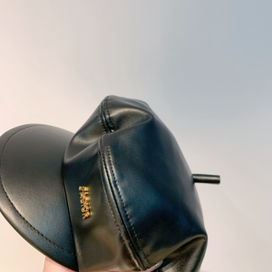 Luxury Womens Hats Dior Black Leather Newsboy Cap Hat A190PP100 AA163873