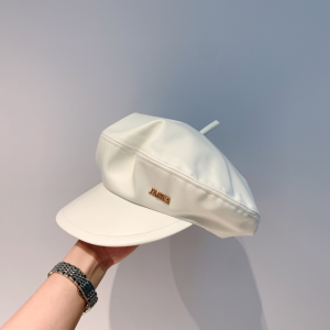 Luxury Womens Hats Dior White Leather Newsboy Cap Hat A190PP100 AA163874