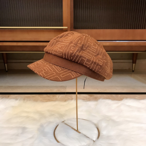Luxury Womens Hats Fendi FF Logo Brown Cotton Newsboy Cap Hat A190PP95 AA163912