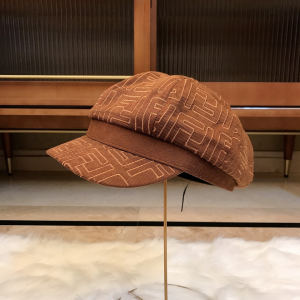 Luxury Womens Hats Fendi FF Logo Brown Cotton Newsboy Cap Hat A190PP95 AA163912